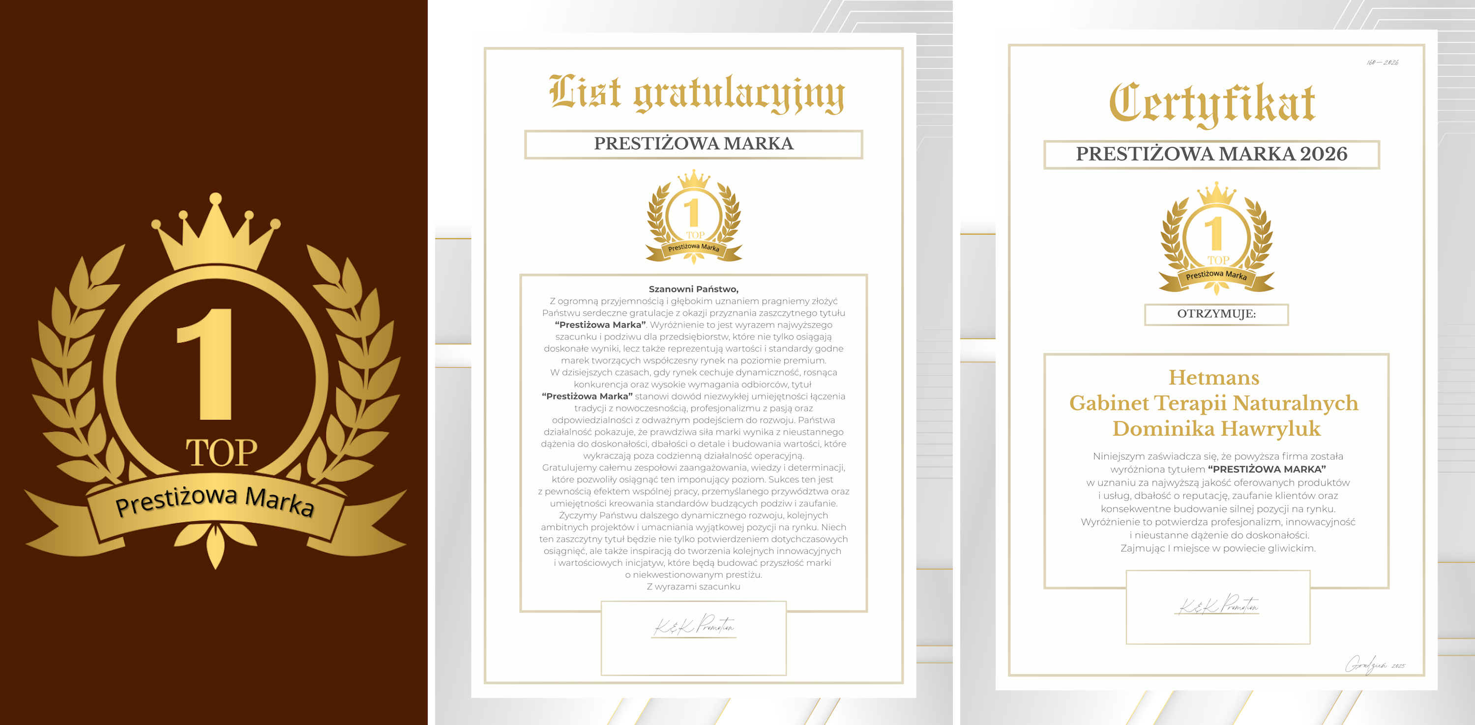 I miejsce w powiecie gliwickim i tytuł Prestiżowa Marka 2026 dla HETMANS Zdrowie i Uroda